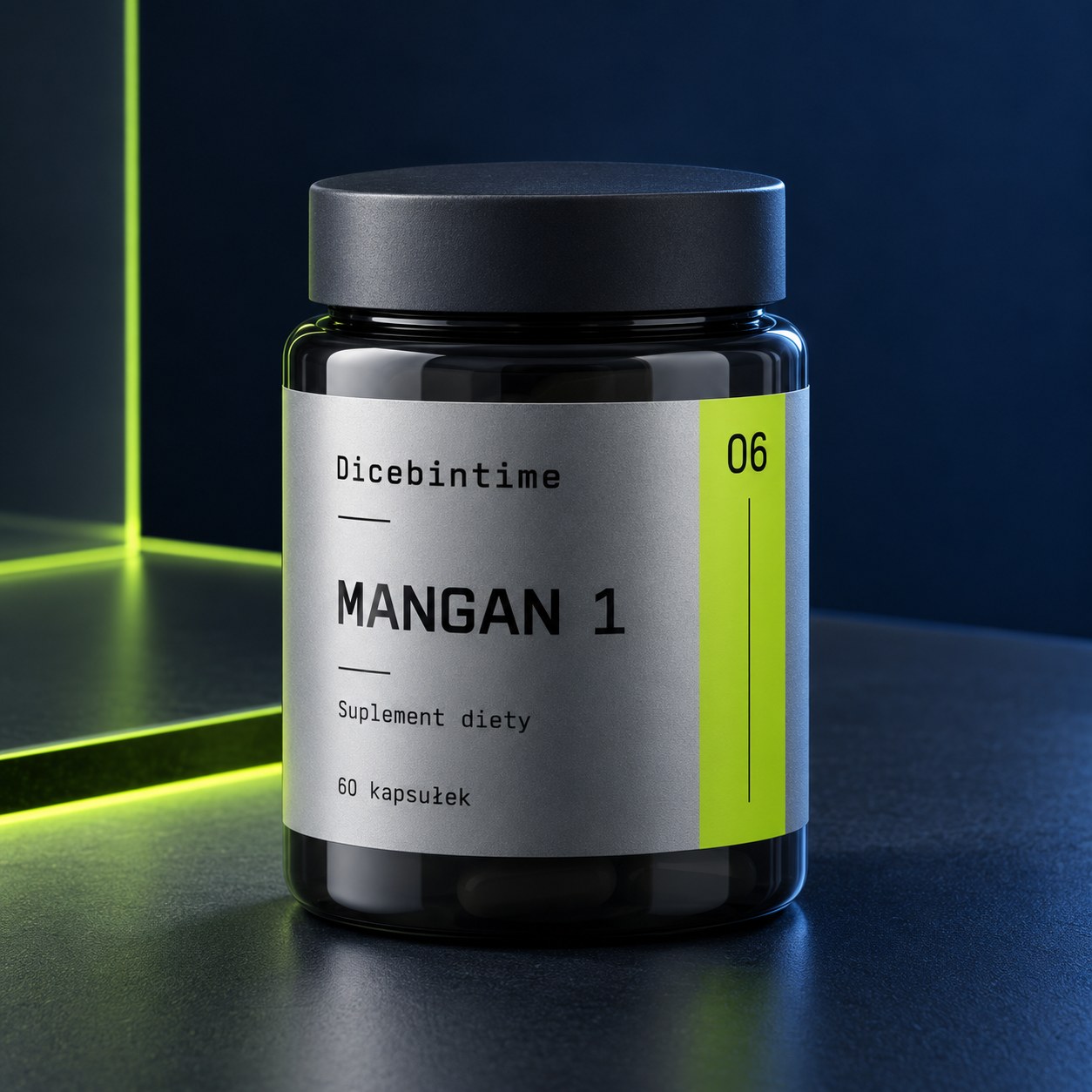 Dicebintime Mangan 1 — zamknięty słoik, 60 kapsułek